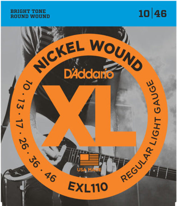 D'Addario EXL110 Nickel Wound 10-46 Electric Guitar Strings, Regular Light
