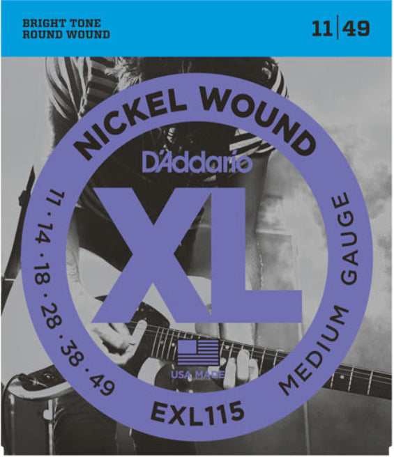 D'Addario EXL115 Nickel Wound 11-49 Electric Guitar Strings, Medium