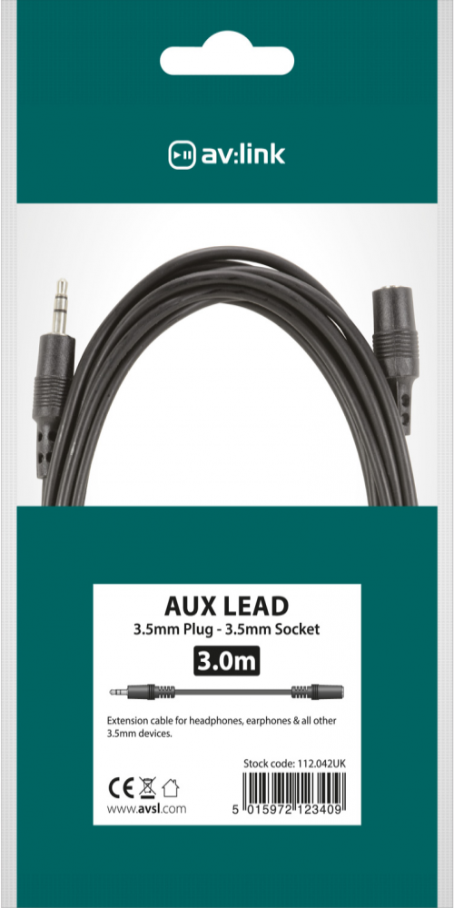 AV:LINK 3.5mm Stereo Extension Lead 3.0m