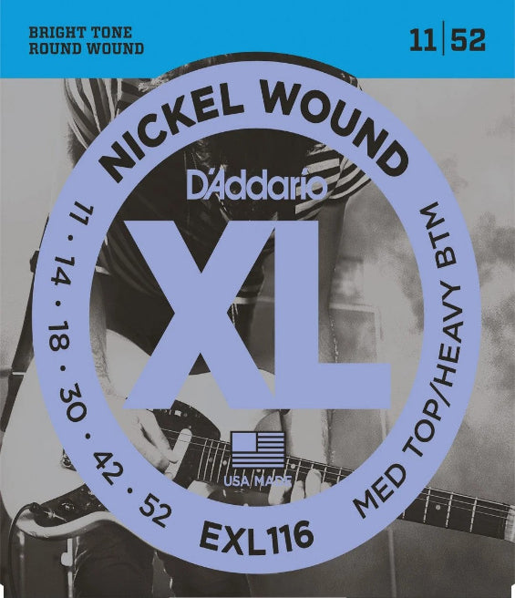 D'Addario EXL116 Nickel Wound 11-52 Electric Guitar Strings Med Top/Heavy Btm