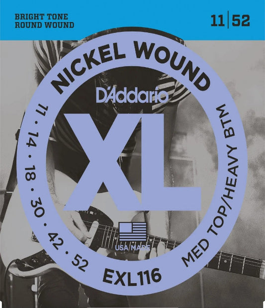 D'Addario EXL116 Nickel Wound 11-52 Electric Guitar Strings Med Top/Heavy Btm