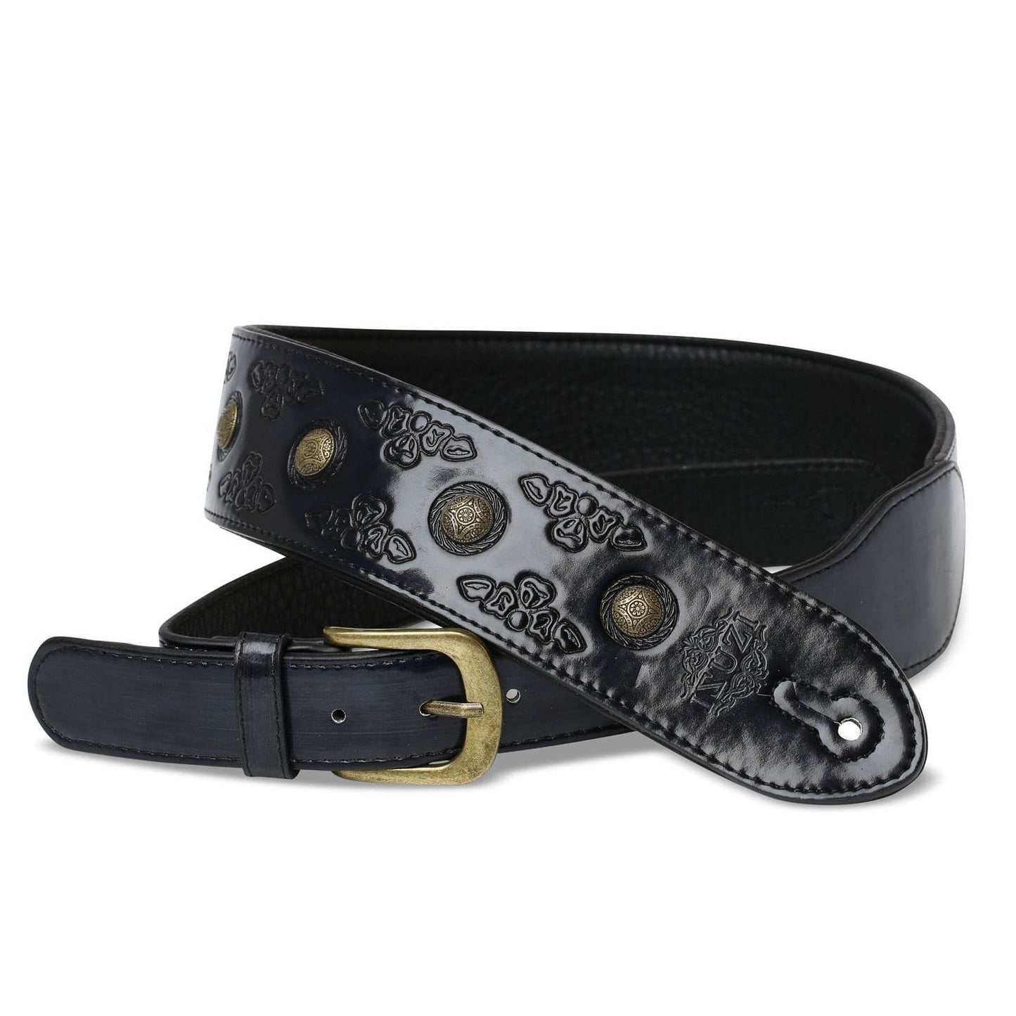 Isuzi VPB20-6 Black Leather Guitar Strap