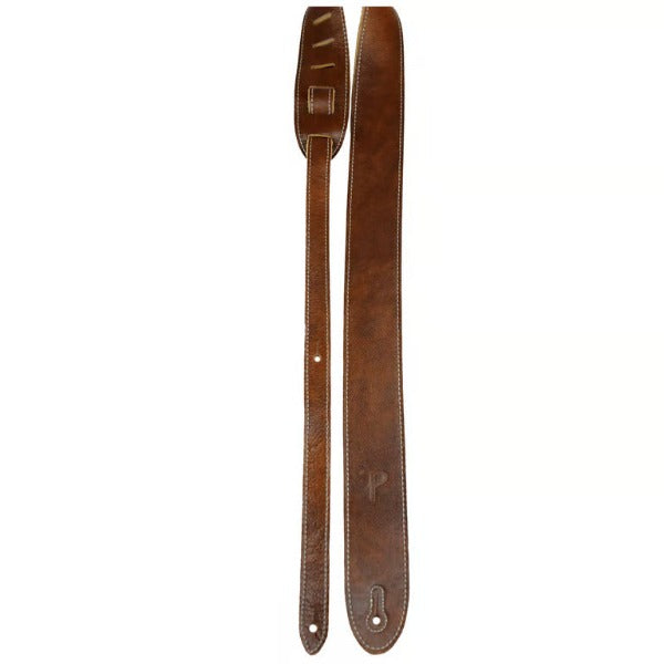 2" Chestnut Italian Leather Guitar Strap