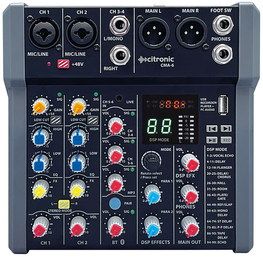 CMA-6 Compact Mixing Desk w/ DSP, Bluetooth + USB