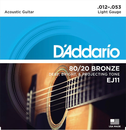 D'Addario EJ11 80/20 Bronze Acoustic Strings  - 12-53 Gauge