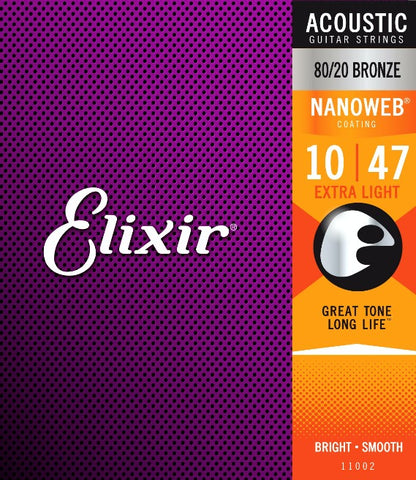 ELIXIR E11002 Nanoweb 80/20 Acoustic Strings 10-47