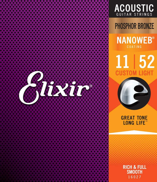 ELIXIR E16027 Nanoweb Phosphor Bronze Acoustic Strings 11-52