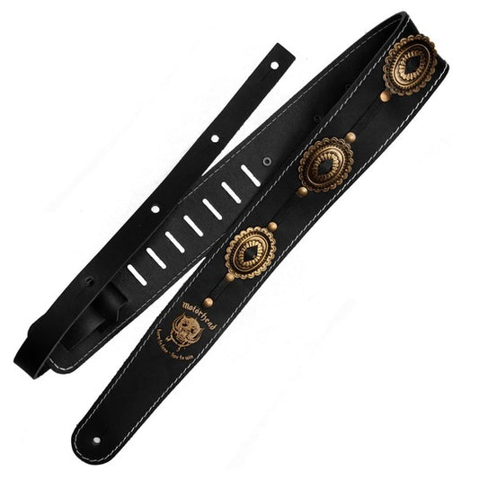 Motörhead Concho Black/Old Brass Leather Guitar Strap