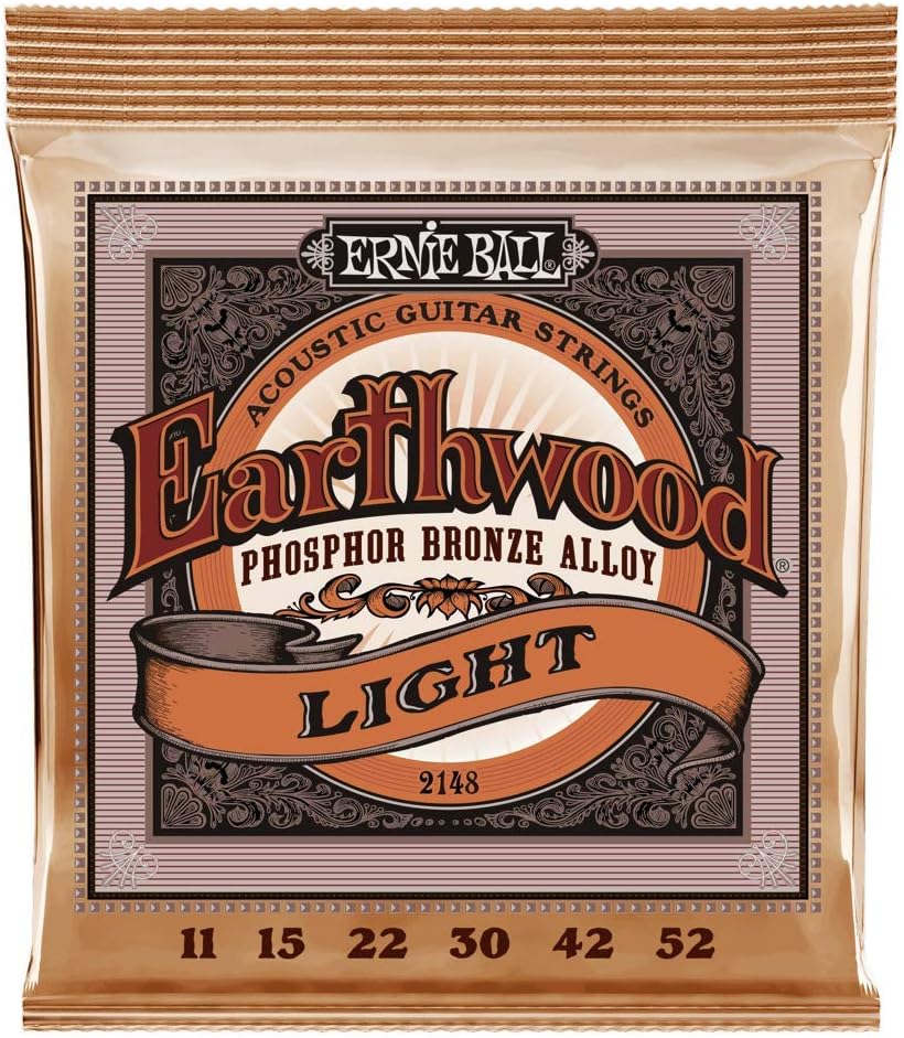 Ernie Ball Earthwood Phosphor Bronze Light Acoustic Guitar Strings - 11-52