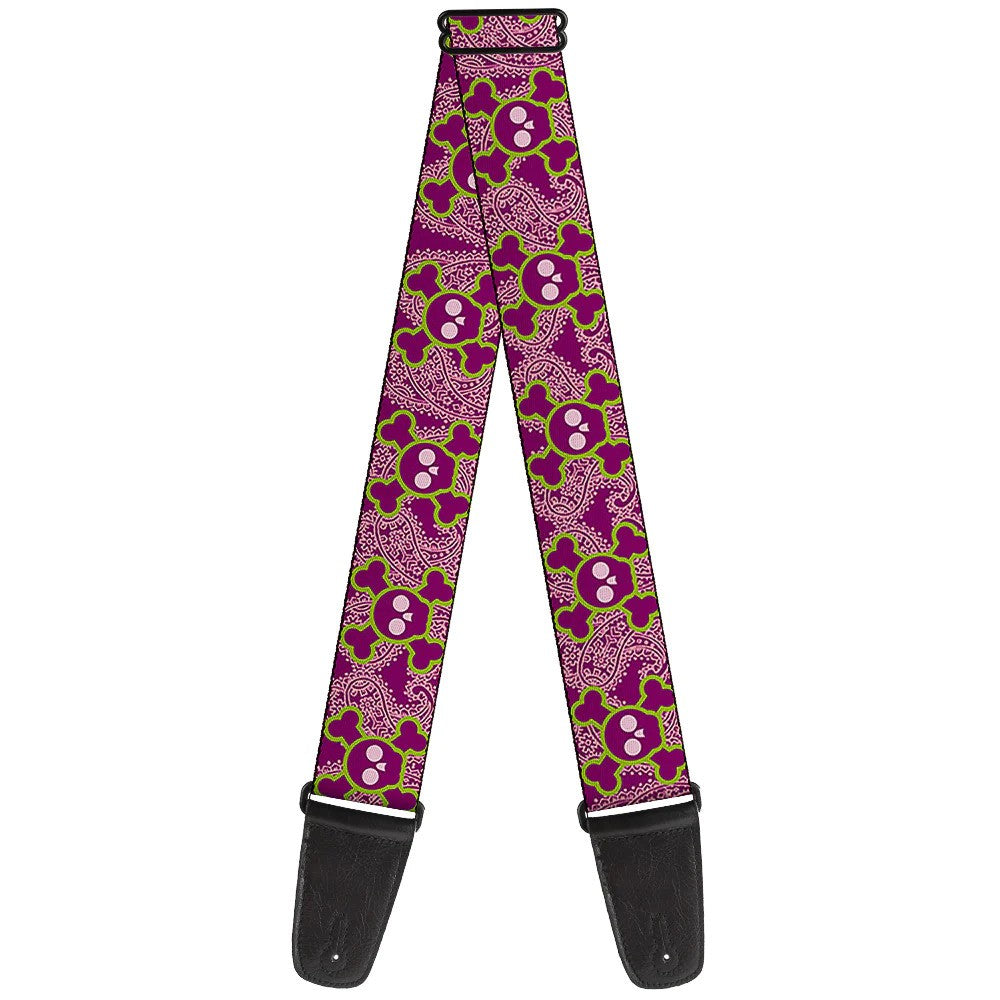 Buckle-Down Cute Skulls Paisley Purple Guitar Strap