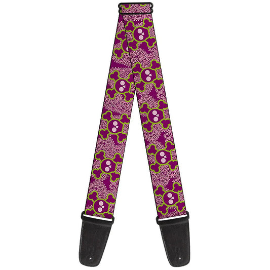 Buckle-Down Cute Skulls Paisley Purple Guitar Strap