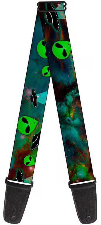 Aliens & UFO Green Guitar Strap