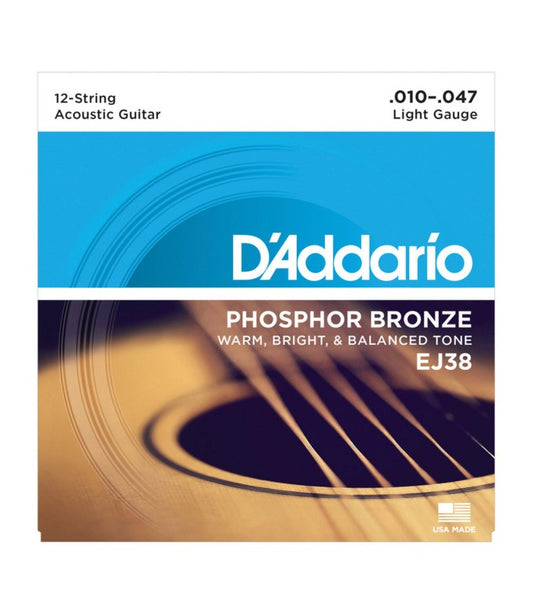 D'Addario EJ38 12-String Phosphor Bronze, Light, 10-47